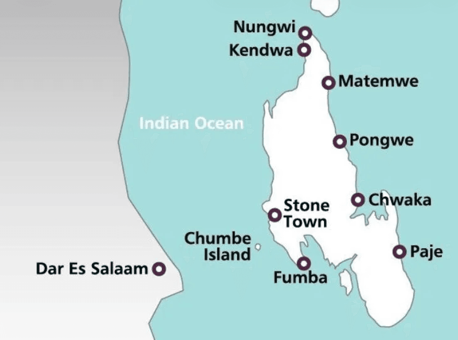 Zanzibar on a map